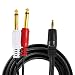 3.5mm to 1/4" Y-Cable Connection - 3.5mm Male Stereo to Dual 1/4'' Mono Y Cable Audio Cord- 6 ft 12 Gauge Black Heavy Duty Professional Speaker Wire - Delivers Sound - Pyle Pro PCBL43FT6
