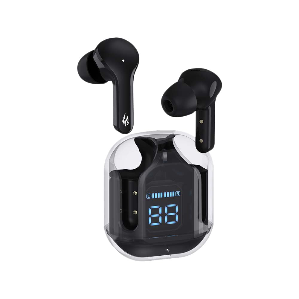 iNFiRe FireBuds 63 TWS in-Ear Earbuds with LED Display & 40 Hrs | Quad ENC, Low Latency Game Mode & Touch Control | Type C | IPX5, BT V5.3, Voice Assistanc & 13mm Driver, Rapid Charging (Black)