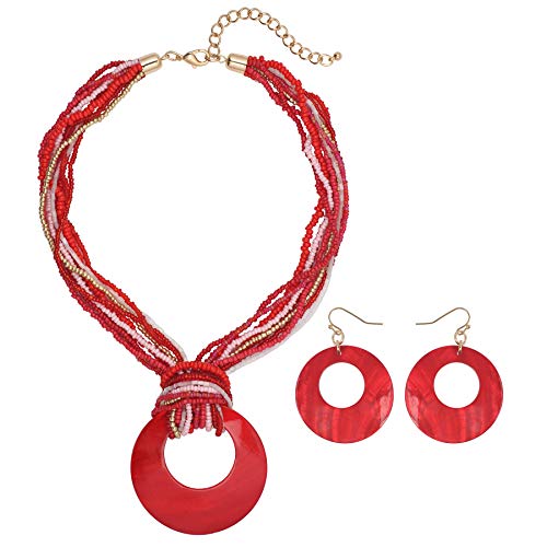Collier de perles colorées à pendentif cercle : l'accessoire bohème pour vos terrasses d'été