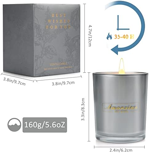 Candles Gifts for Women, High-End Glass 5.6 oz Soy Wax Candle Set Gift for Her, for Anniversary, Valentine's Day, Mother's Day, Birthday
