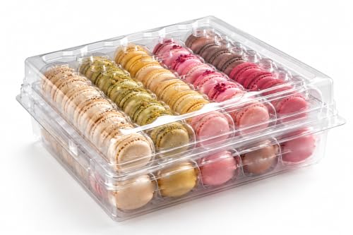 Pastry Chef's Boutique French Macaron Complete Storage Freezer Boxe - Large Storage Box and 4 Macarons Trays - Stores 70 macarons - 2 Sets