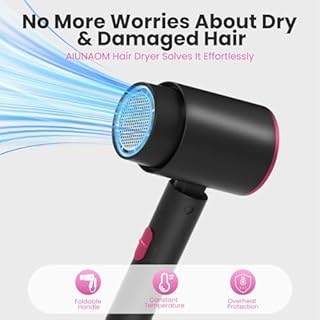 AIUNAOM phon da viaggio pieghevole, phon capelli professionale da 2000W ad asciugatura rapida, con tasti aria calda/fredda, phon pieghevole, ideale per casa e salone