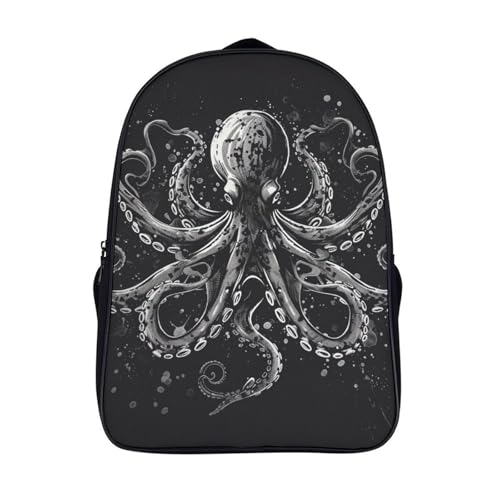 Mochila escolar de pulpo 3D espaciosa para libros de primaria