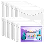 GoodtoU Clear Plastic Wallets A4-30 Pack Plastic Folders Document Wallet Files Popper Wallets with Pocket