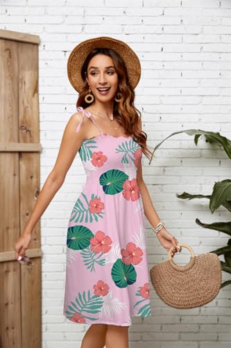 Image of SANGTREE Girls' Women's Summer Sundress Casual Smocked Floral Beach Holiday Dress, 18 Month - XL