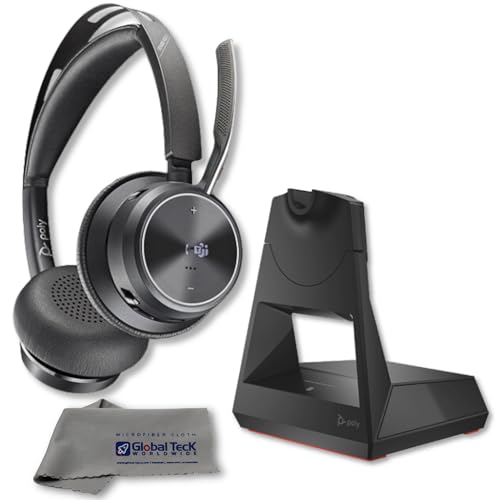 Image of Poly Voyager Focus 2 UC Office Wireless Headset, One Device Connects Everything including Deskphone, PC and Smartphone - Works with Video Teams Meetings, Zoom, Easy Muting of Phone Calls, GTW Cloth