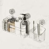 DEEIF Shower Caddy Suction Cup Clear Bathroom Shower Organizer Strong Suction Shower Shelves Storage