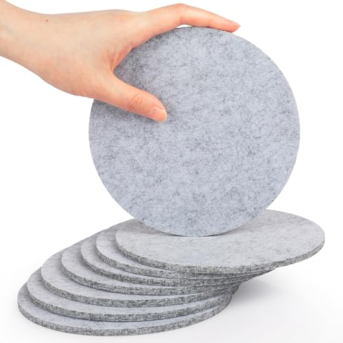 SOSMAR Lot de 8 Dessous de Verre en Feutre pour casseroles, Verres, vases et Bols – Protection de Table en Feutre Robuste (Rond Ø 15 cm/Gris Clair)