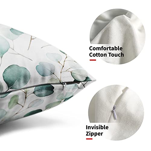 Sage Green Pillow Covers 12X20 Inch Set Of 2 Spring Watercolor Floral Eucalyptus Branches Decorative Leaf Print Throw Pillows For Home Sofa Seafoam Green Gray Lumbar Cotton Cushion Pillowscase #TOP2