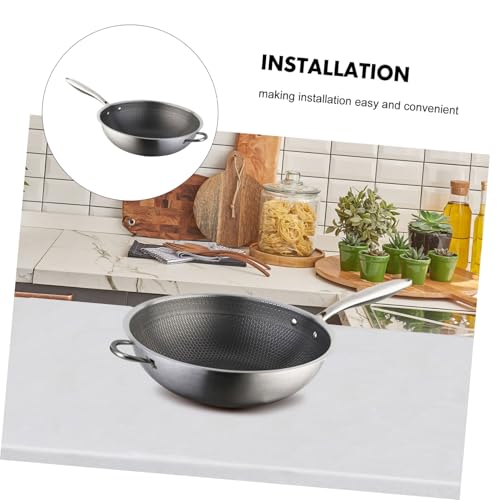 Wok de Acero Inoxidable SHOWERORO con Mango Doble miniatura 3