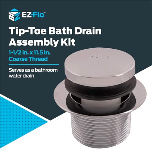 Eastman Tip-Toe Bath Drain Assembly Kit with Flange and Drain Washer, 1-1/2 Inch x 11.5 Inch Coarse Thread, Chrome Plated, 35235 by EZ-FLO - Image 2