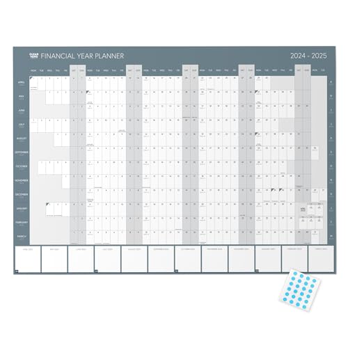 Financial Year 2024-2025 Wall Planner by Clear Mind Concepts® - A2 Folded Size - April 2024 to April 5th 2025 Fiscal Calendar - Space for Monthly Planning - 3 Printable Planners for Organising