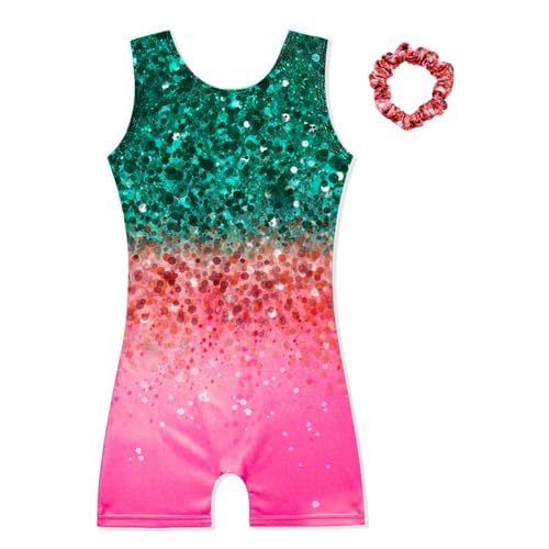 HOZIY Gymnastics Leotards for Girls with Shorts Biketards Dance Tumbling Outfits Matching Scrunchies 1-12 Years Old