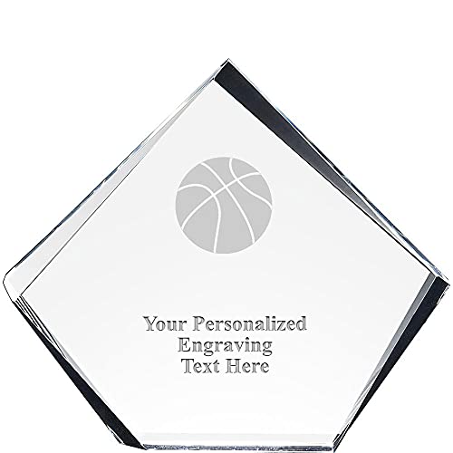 Crown Awards Basketball Acrylics - 6.25" Pyramid Acrylic Trophy Award Basketball Presentation Keepsake, Your Engraving Included