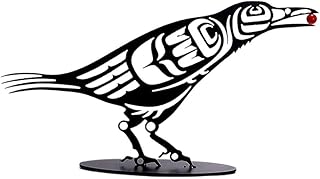 kemengsuer Metal Black Crow with Berry, Metal Raven Figure Black Crow Garden Statue, Decorative Cast Iron Crow Statue, Halloween Crow Desktop Decor for Home Table Decor