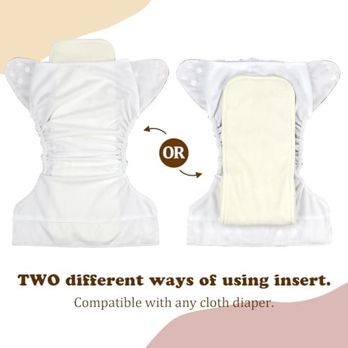 Mama Koala 4-Layer Natural and Microfiber Cloth Diaper Inserts, Adjustable and Reusable for Any Baby Cloth Diaper(6 Pack) - 3