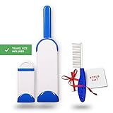 Lint Remover - Premium Pet Hair Remover Brush with Self Cleaning Base - Double Sided Dog Cat Fur Removal Tool for Furniture Couch Carpet Laundry with Travel Size + Comb