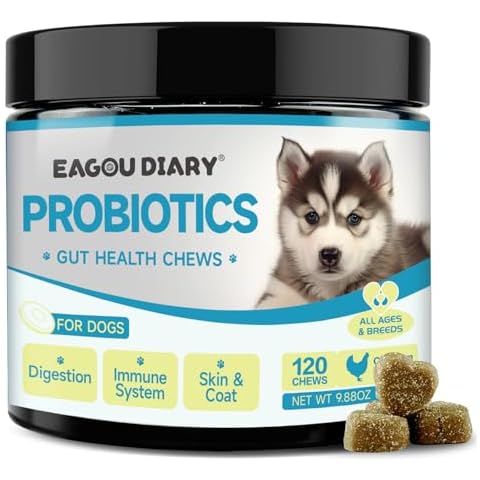Eagou Diary Probiotics for Dogs - Dog Probiotics Chews for Digestive Health - Dog Probiotic Supplement with Prebiotics, Goat Milk, Omega 3, Vitamins - Gut Health for Dogs - 120 Soft Chews Cover