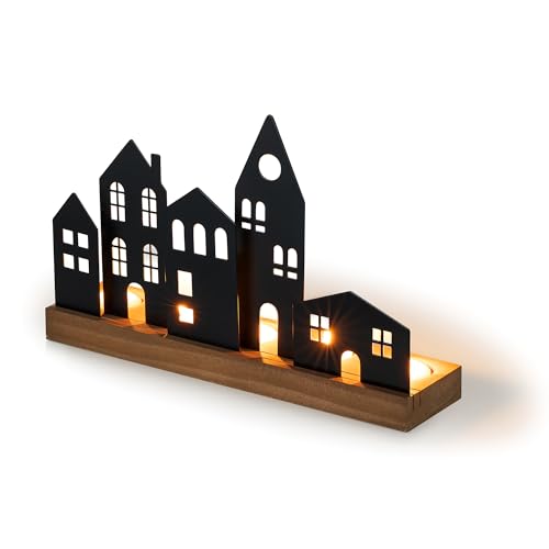 Sziqiqi Teelichthalter Weihnachten Häuser Lichtobjekt: Weihnachtsdorf...