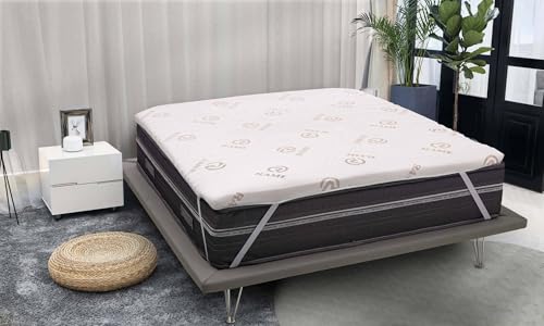 Talamo Italia - Lucilla Doppel-Topper, Topper erneuert die Matratze mit abnehmbarem Bezug aus Memory-Schaum und Kupferfasern, 100 % Made in Italy, milbenhemmend und hypoallergen, 160 x 190 x 5 cm
