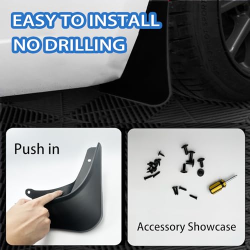 Image of Mud Flaps Compatible with Tesla Model 3 Highland 2024 No Drilling No Tape All Weather Mudguards Splash Guards with Install Kit for Model 3 Exterior Accessories Set of 4