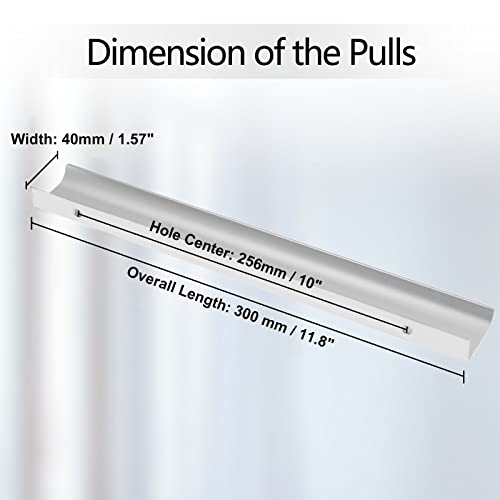 Cjueiom 6 Pack Concealed Kitchen Cupboard Handles 256mm Hole Center Hidden Drawer Pulls - Image 2