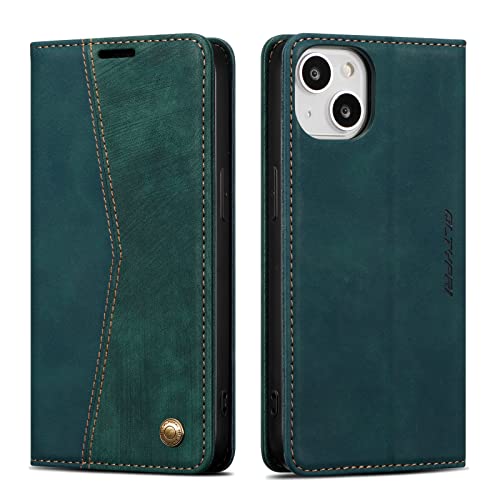 Étui portefeuille iPhone 14 vert rétro idéal pour vos déplacements