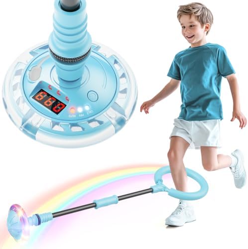 Hot Bee Geschenk Junge 6-12 Jahre Aufladbare Springring Fußkreisel | Swing Wheel mit Zähler Timer Kalorienzähler Indoor Outdoor Spielzeug Kinder Weihnachten, Geburtstag, Kindertag