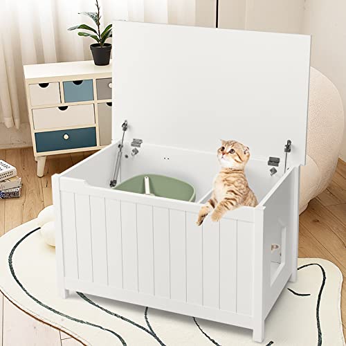 Boîte à litière pour chat premium en bois de pin supportant 50 kg