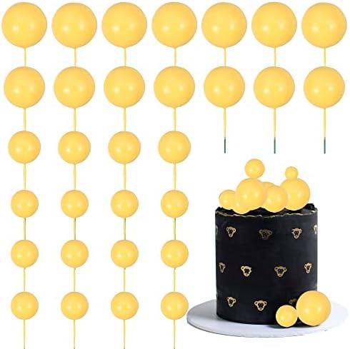 Gyufise 30Pcs Colorful Ball Cake Topper Mini Balloon Cupcake Topper DIY Foam Ball Gold Pink Blue Cake Insert Decoration for Wedding Anniversary Baby Shower Birthday Party Supplies
