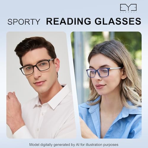EYEREZI Reading Glasses for Men Square Lightweight TR90 Frame mens Accessories Computer Anti Blue Light Blocking Readers with Spring Hinge, 1.75x Blue+Black,2 Pack — view 3
