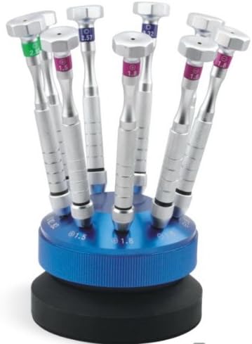 Precision 9-piece Screwdriver Set with Rotating Base for Opticians, Jewelers and Electrians