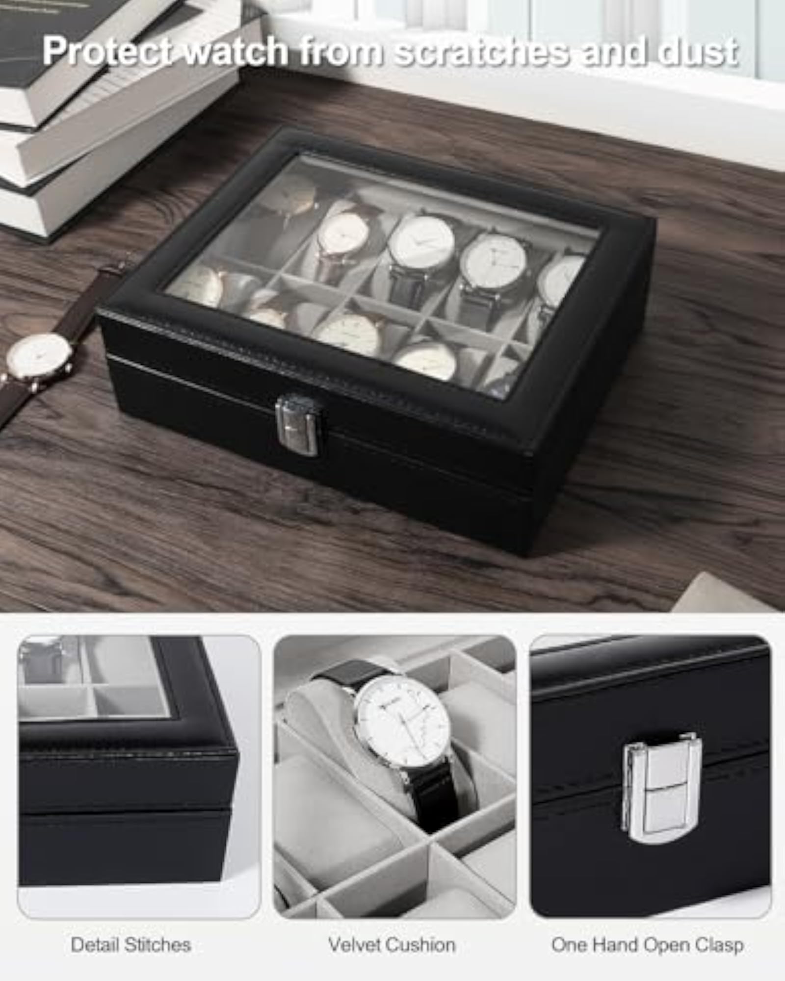 Watch Box with 10 Slots, Display Case