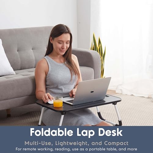 Image of Nestl Lap Desk Bed Table Tray, Portable Laptop Stand for Desk & Bed 24 inchx16 inch | Adjustable Laptop Stand with Foldable Legs for Easy Storage, Tablet Slot & Cup Holder, Sturdy Reading Desk for Sofa Bed Floor