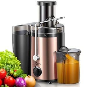 QCen Juicer Machine, 500W Centrifugal Juicer Extractor with Wide Mouth 3” Feed Chute for Fruit Vegetable, Easy to Clean, Stainless Steel, BPA-free (Rose Gold) QCen Juicer Machine 500W Centrifugal Juicer Extractor with Wide Mouth 3 Feed Chute for Fruit Vegetable Easy to Clean Stainless Steel BPA free Rose Gold