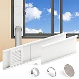 Powrocket Dryer Vent Window Kit for 4in Dryer Vent Hose,with Weather-proof Dryer Air Vent Cover Stops Birds Nesting,Adjustable Window Vent Kit for Sliding Windows and Hung Windows Maximum 47inch