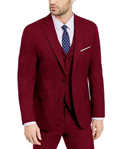 Image of Furuyal Men's Suits 3 Piece Slim Fit Suit Set,Two Button Wedding Business Tuxedo Solid Blazer Jacket Vest Pants with Tie