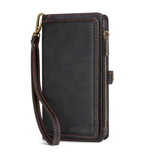 PEIXEN Funda de teléfono de Cuero portátil de PU con Billetera para iPhone 6 6S 7 8 Plus X XS XR XSMax SE2020 11 12 13 14 Mini Pro ProMax, Negro, para iPhone 11ProMax