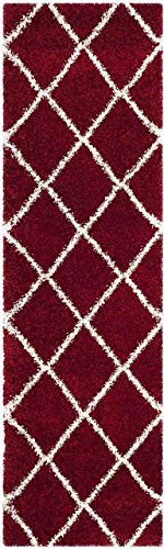 Image of Shaggy Floor Carpets for Living Room, Elegant Bed Side Runner Carpet, Guest Room Carpet, (1.5x4 Feet, Red Box)