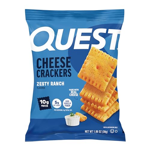 Image of Quest Nutrition Cheese Crackers, Zesty Ranch Flavor, 10g Protein, 5g Net Carbs, High Protein, 12 Count