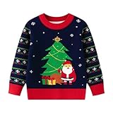 WZMYDBD Weihnachtspullover Kinder Mädchen Junge Pulli Baby Strickpullover Kleinkind Weihnachtsoutfit Weihnachtspulli Pullover Weihnachts Sweatshirt Winter Warmer Gestrickte Strickwaren Gr.98-140