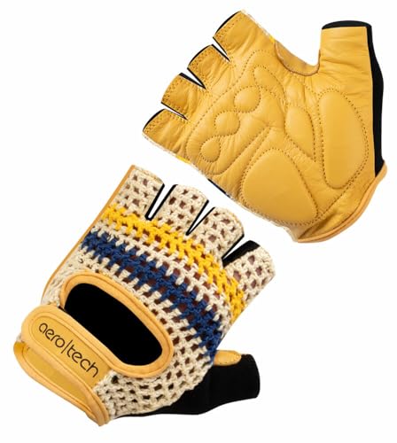 AERO|TECH|DESIGNS | Crochet Cycling Gloves | Extra Thick Gel Padded Palms | X-Large | Vintage