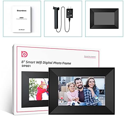 Digital Picture Frame Dreamtimes 8 Inch WiFi Digital Photo Frame with IPS HD Touch Screen, Latest Upgraded Version, US Design, Easy Setup to Share Photos or Videos Remotely via AiMOR App from Anywhere
