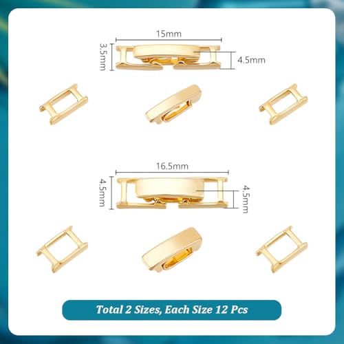 Unicraftale KK-UN0003-11GU-US12 24Pcs 2 Styles Real 18K Gold Plated Fold Over Clasps Rectangle Necklace Bracelet Extender For Women Foldover Extension Jewelry Clasps thumb #1