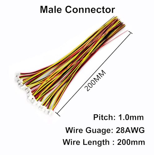 Set 20 conectores JST SH1.0mm 3 pines con cable 200mm miniatura 3