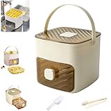 Tragbarer Eisbereiter mit Deckel und Aufbewahrungsbox 48 Eiswürfel, mit Druck-Auslösemechanismus und Eisschublade. Tragegriff, Eiszange und Abtropfschale – ideal für Zuhause, Büro und Bar (Weiß)