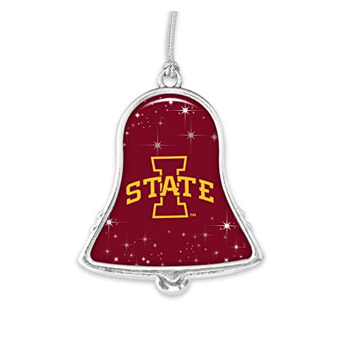 Iowa State Cyclones IU Silver Bell Silver Metal Christmas Ornament Gift Decoration