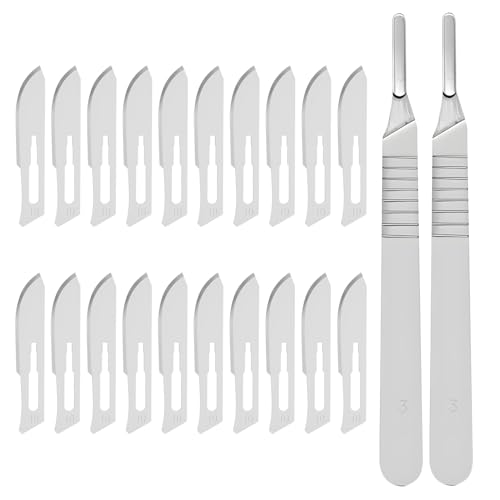 Kit Complet de Scalpel Découpe Précise, Lames Chirurgicales Stériles en Acier au Carbone, Inclus 10 Lames #10 Compatibles avec Manche #3, Parfait pour...