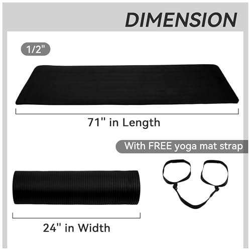 Image of BalanceFrom GoYoga All-Purpose 1 /2-Inch Extra Thick High Density Anti-Tear Exercise Yoga Mat with Carrying Strap