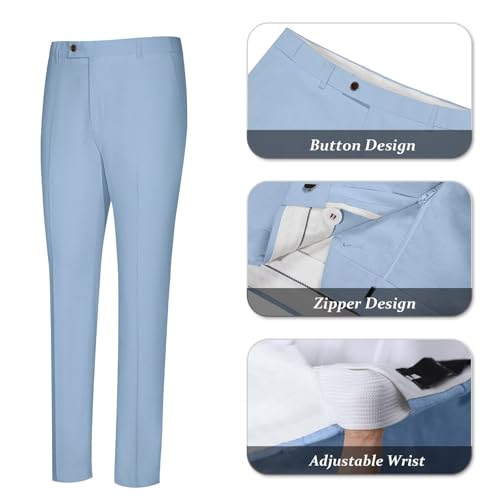 Image of Men's Linen Suit 2 Piece Slim Fit Summer Beach Wedding Prom Party | Breathable,Linen Blazer Suit Set,for Beach Weddings,Groom Wear,Prom and Outdoor Parties,Business Casual,Vacation Daily Wear